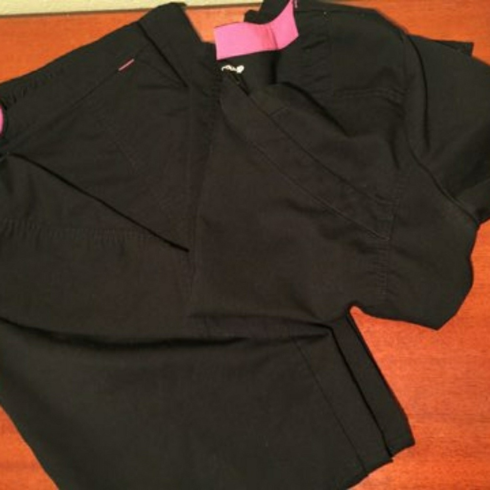Black Scrubs With Hot Pink Trim